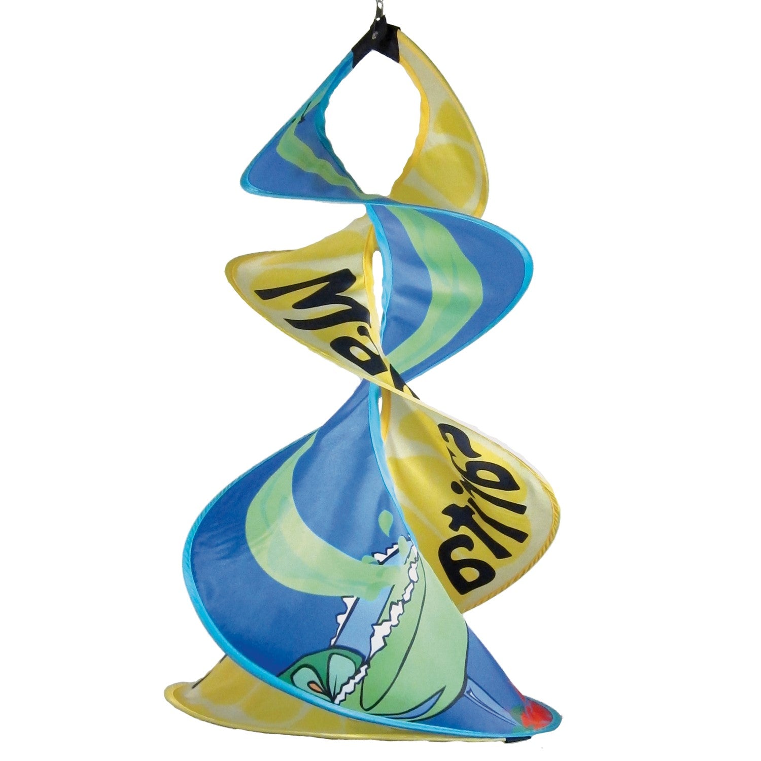 Margarita Time Spin Duet hanging twister features colorful cocktail graphics, spinning elegantly against a garden backdrop.