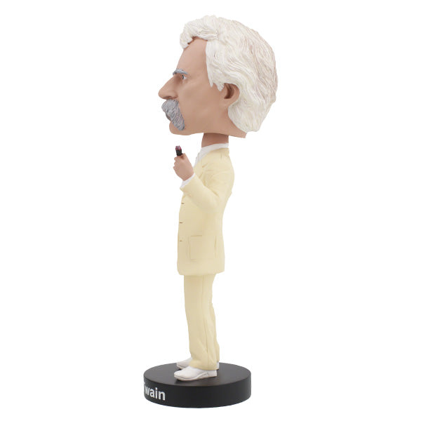 Mark Twain Bobblehead showcasing the author's iconic features, including a suit and boater hat, in a lively and detailed design.