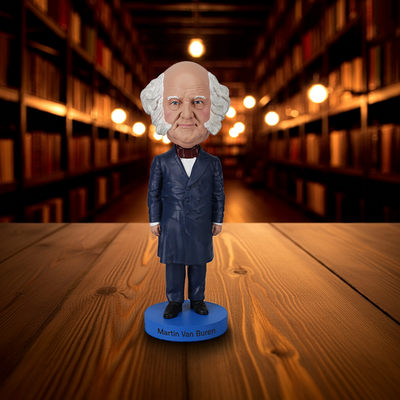 Martin Van Buren Bobblehead standing 8 inches tall, featuring intricate detailing and a colorful hand-painted finish, ideal for collectors.