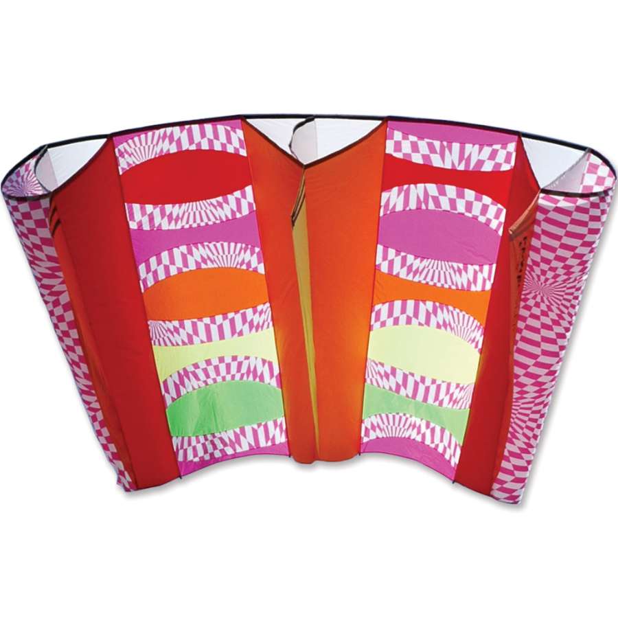 Colorful Mega Power Sled 81 kite flying majestically against the sky, showcasing its impressive size and unique design, perfect for outdoor enthusiasts.
