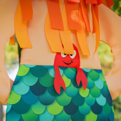 Mermaid Wind Friend 3D hanging decor displayed outdoors, featuring detailed embroidery and vibrant colors fluttering in the breeze.