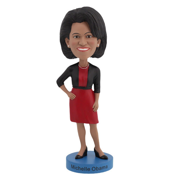 Michelle Obama Bobblehead standing 7 inches tall, showcasing a confident and elegant likeness of the First Lady, ideal for display.