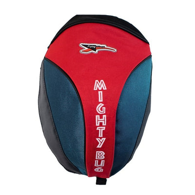 Mighty Bug 1.0 Red Kite showcasing vibrant red ripstop nylon, soaring against a clear sky, emphasizing its flying wings design.