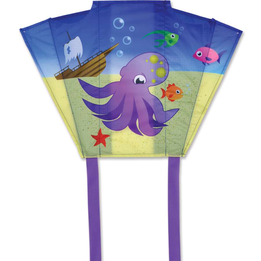 Mini Backpack Sled Kite - Octopus design packed in a colorful backpack, ready for outdoor flying adventures with children.