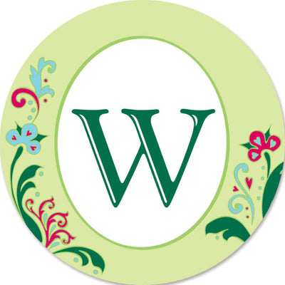 Monogram Triple Spinner with 'W' design rotating in an outdoor garden setting, showcasing vibrant colors and durable SunTex fabric.