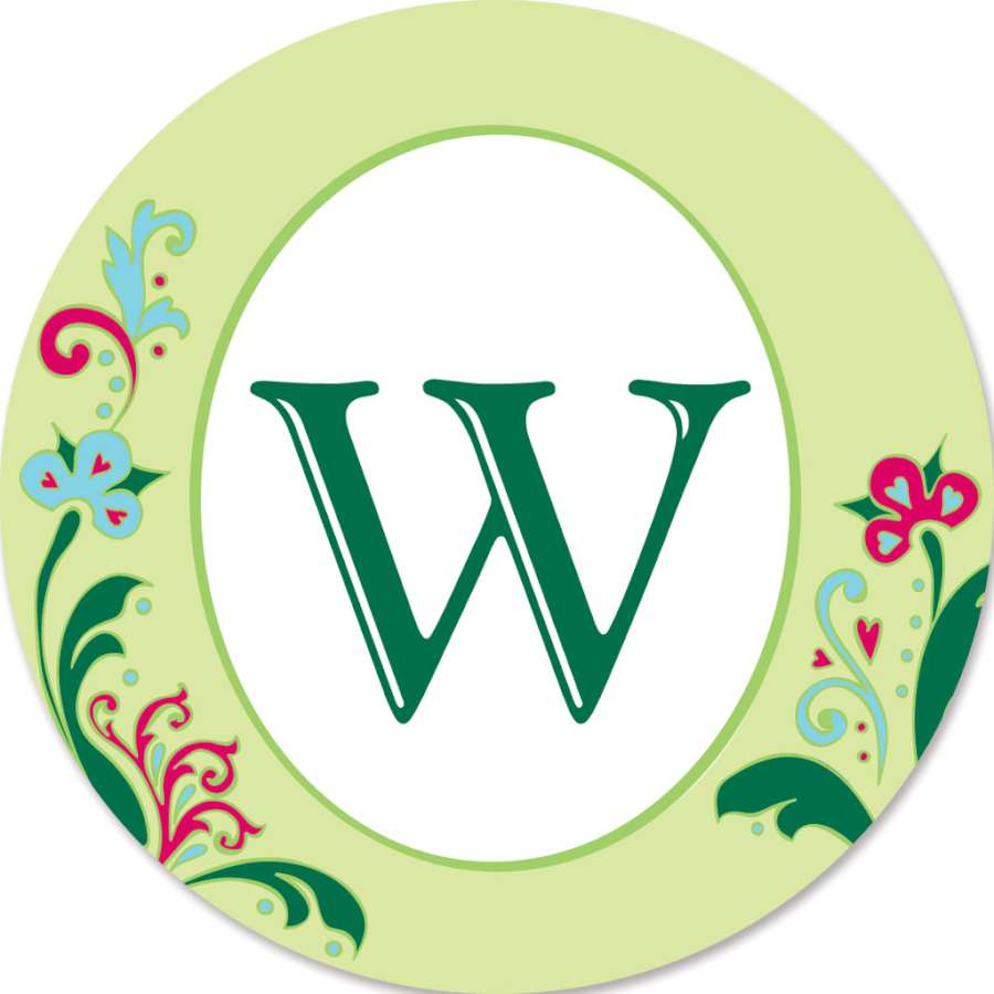 Monogram Triple Spinner with 'W' design rotating in an outdoor garden setting, showcasing vibrant colors and durable SunTex fabric.