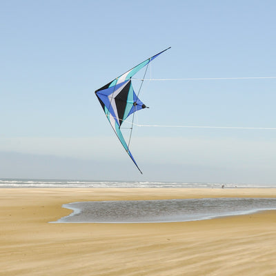 Ocean Breeze 68" Sport Kite with colorful design, shown soaring against a clear sky, perfect for outdoor fun, showcasing high-quality materials and craftsmanship.