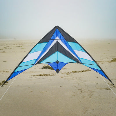 Ocean Breeze 68" Sport Kite with colorful design, shown soaring against a clear sky, perfect for outdoor fun, showcasing high-quality materials and craftsmanship.