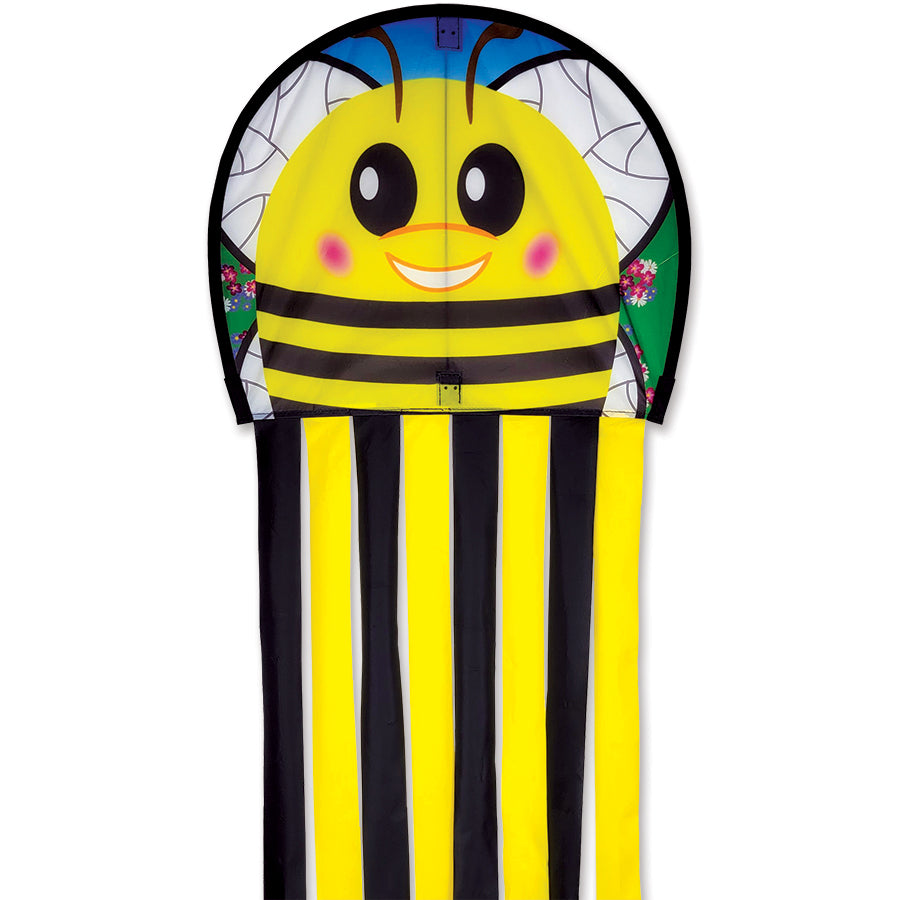 Colorful Octopus Kite measuring 17x16 inches, flying in a clear blue sky, featuring vibrant tails and a durable frame made of ripstop polyester.