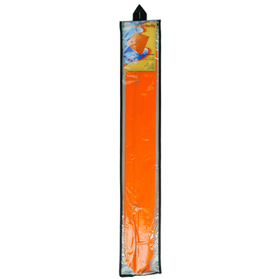 Orange Colorfly 30" Diamond Kite with vivid orange color and three 12' tails displayed in the sky during a sunny day, signifying outdoor fun.