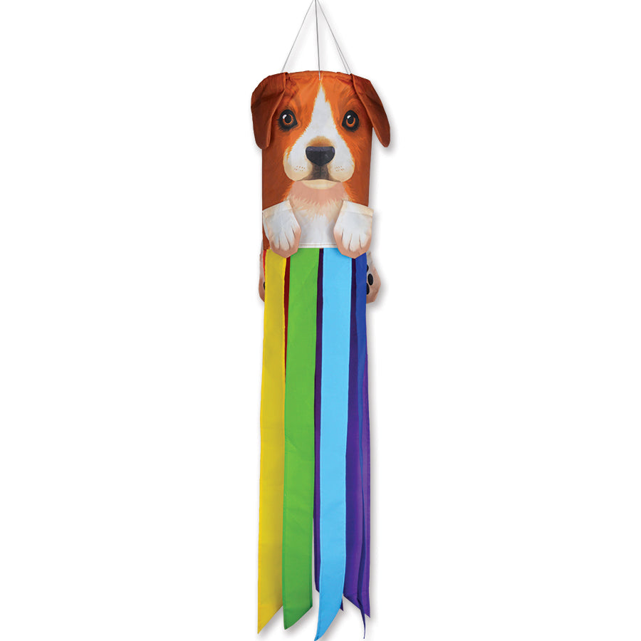 Pet Windsock featuring an adorable dog face designed for outdoor display, fluttering in the breeze with charming ears and tail.