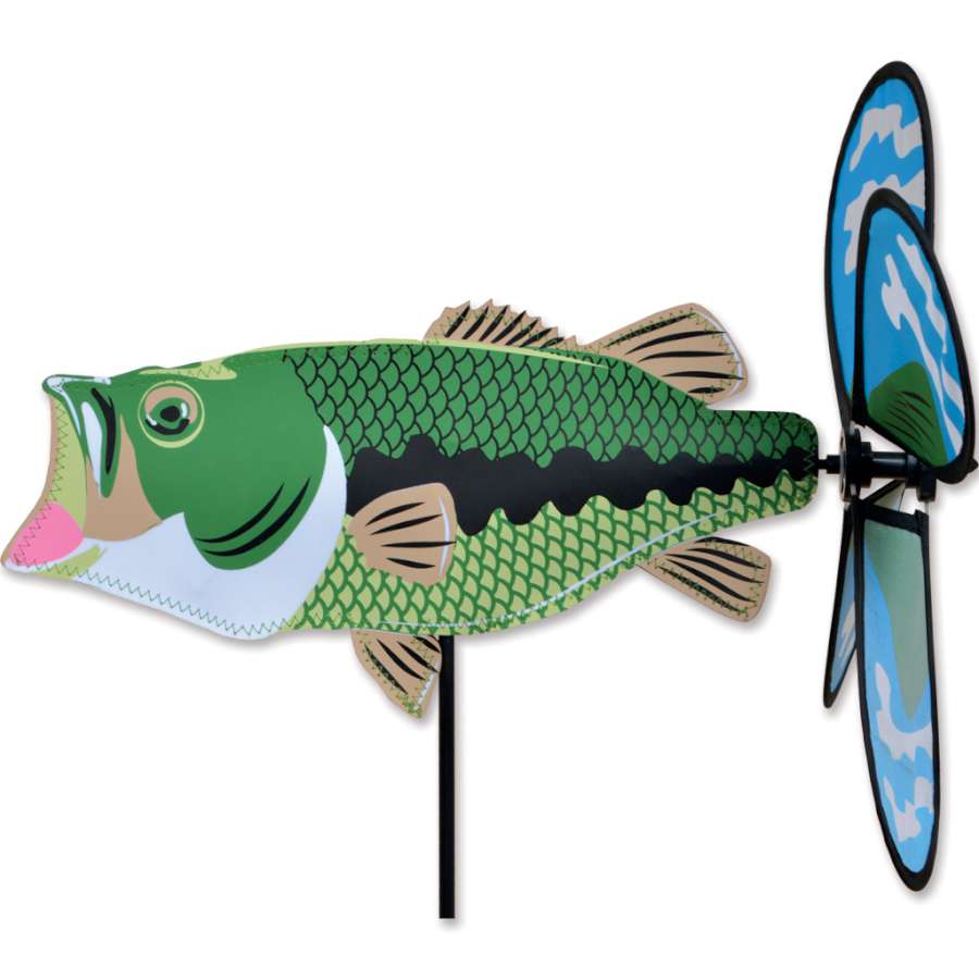 Petite Spinner - Bass, featuring a colorful design with playful movement in a garden setting, made from weather-resistant polyester.
