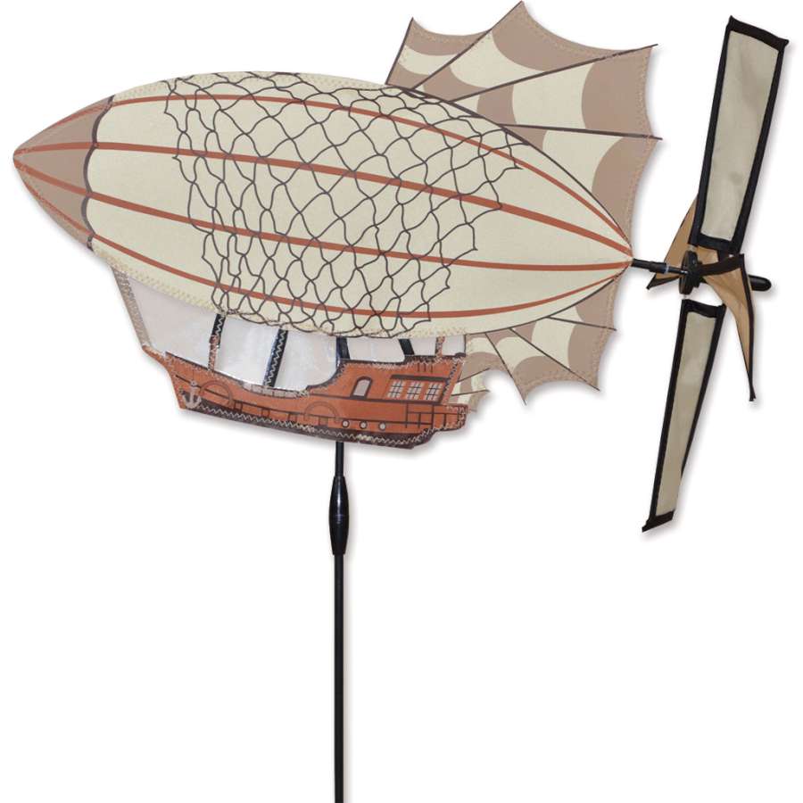 Petite Spinner - Dirigible featuring vibrant colors gracefully spinning in a garden, made from durable polyester fabric for outdoor use.