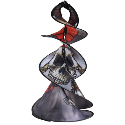 Pirate Spin Duet displaying colorful graphics of pirates spinning gracefully in an outdoor garden setting, showcasing its unique design.