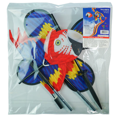 The Pivoting Parrot Bird Spinner showcases a vivid design of a parrot, spinning gracefully in the wind, adding a splash of color to your outdoor space.