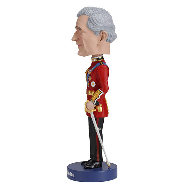 Prince Charles bobblehead figurine showcasing the likeness of King Charles III, standing 7 inches tall in regal attire, perfect for display.
