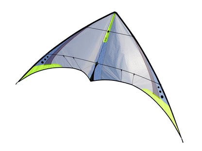 Ultra-light sport kite designed for zero to light wind flying with precise control, balanced freestyle handling, and indoor capability.