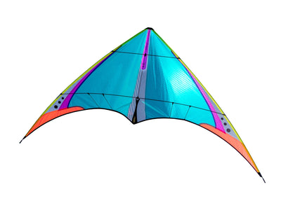 Ultra-light sport kite designed for zero to light wind flying with precise control, balanced freestyle handling, and indoor capability.