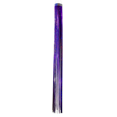 Colorful Purple 51-inch Mylar Windsock with holographic design fluttering in a gentle breeze in a well-kept garden.
