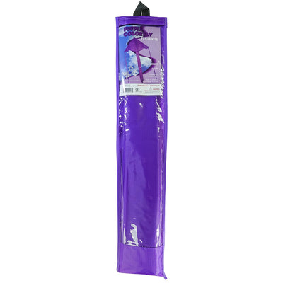 Purple Colorfly 43\" Fly-Hi Kite soaring in the sky, showcasing its solid color design and delta shape, ideal for beginner kite flyers.