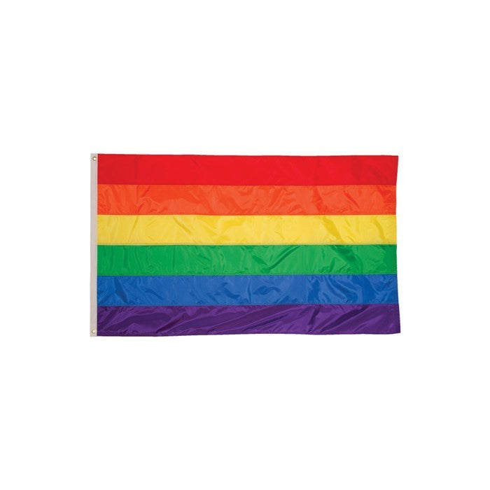 Rainbow 2x3 grommet flag in vivid colors designed for outdoor display, perfect for showing pride and inclusivity at any event or celebration.