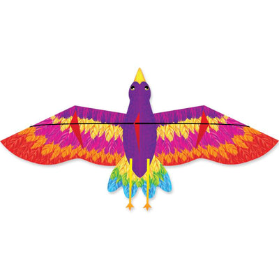 Rainbow Bird Kite soaring in the sky, featuring a colorful bird design, measuring 78 x 34 inches and designed for outdoor flying fun.