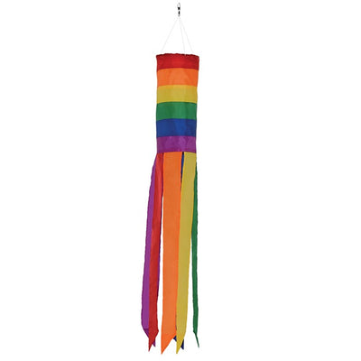 Rainbow Column 33" Windsock featuring vibrant colors and long tails dancing in the breeze, ideal for adding a joyful touch to any outdoor setting.