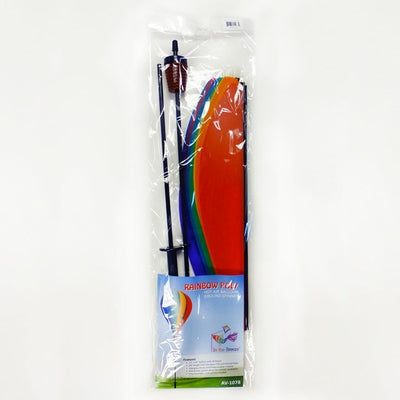 Rainbow Poly 10-Panel Hot Air Balloon Ground Spinner with colorful panels is a charming garden decoration that spins beautifully in the breeze.