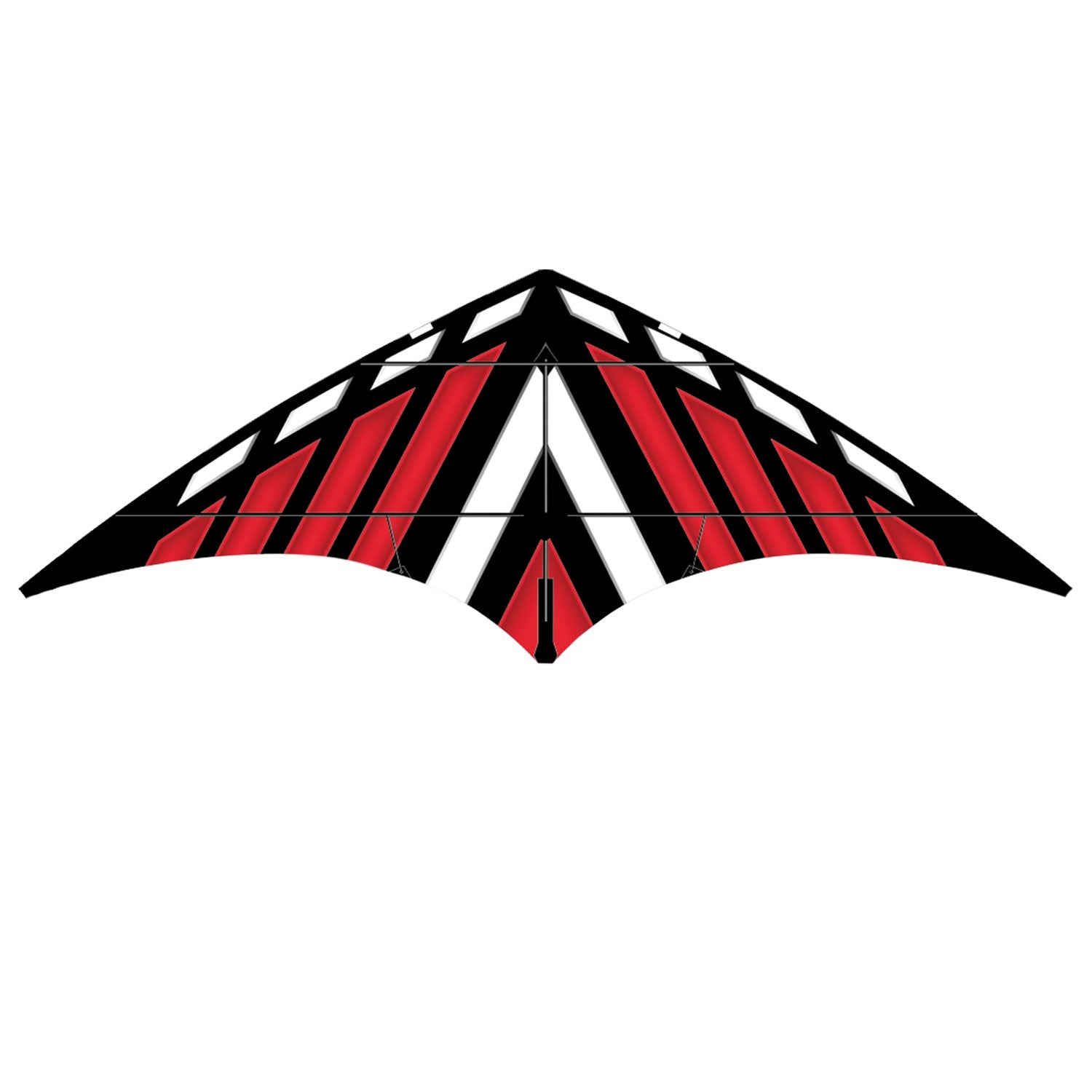 Red DC Sport 70 Kite soaring through the sky, showcasing its dual line design and vibrant color, perfect for kite enthusiasts.