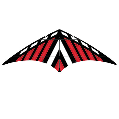 Red DC Sport 70 Kite soaring through the sky, showcasing its dual line design and vibrant color, perfect for kite enthusiasts.