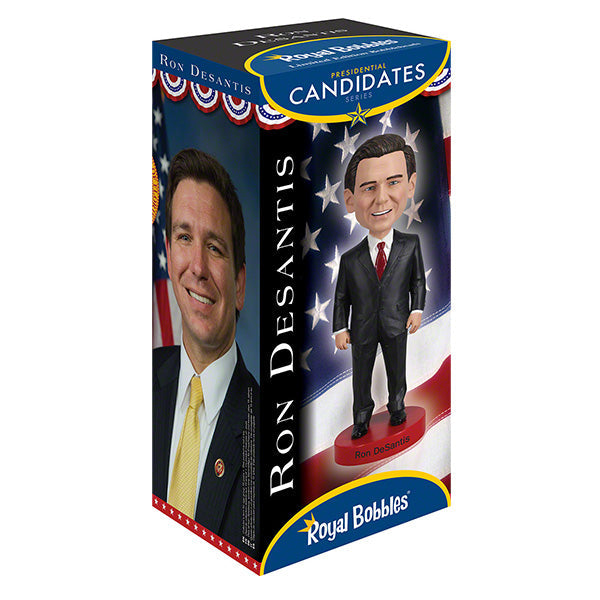 Ron DeSantis Bobblehead standing 7 inches tall, showcasing detailed features and vibrant colors, perfect for political display.