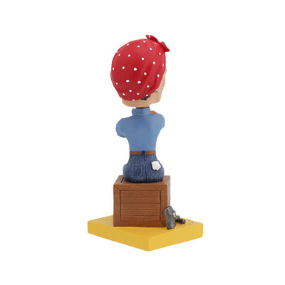Rosie the Riveter bobblehead featuring a detailed likeness of the iconic figure, standing 7 inches tall with her signature bandana and blue work outfit.
