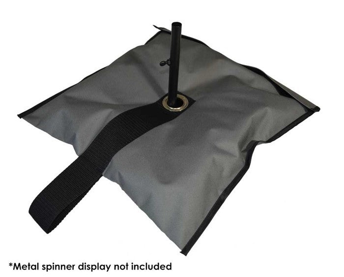 Sand Bag Accessory made of heavy-duty 600D fabric, filled with sand, securing a product display in an outdoor setting.