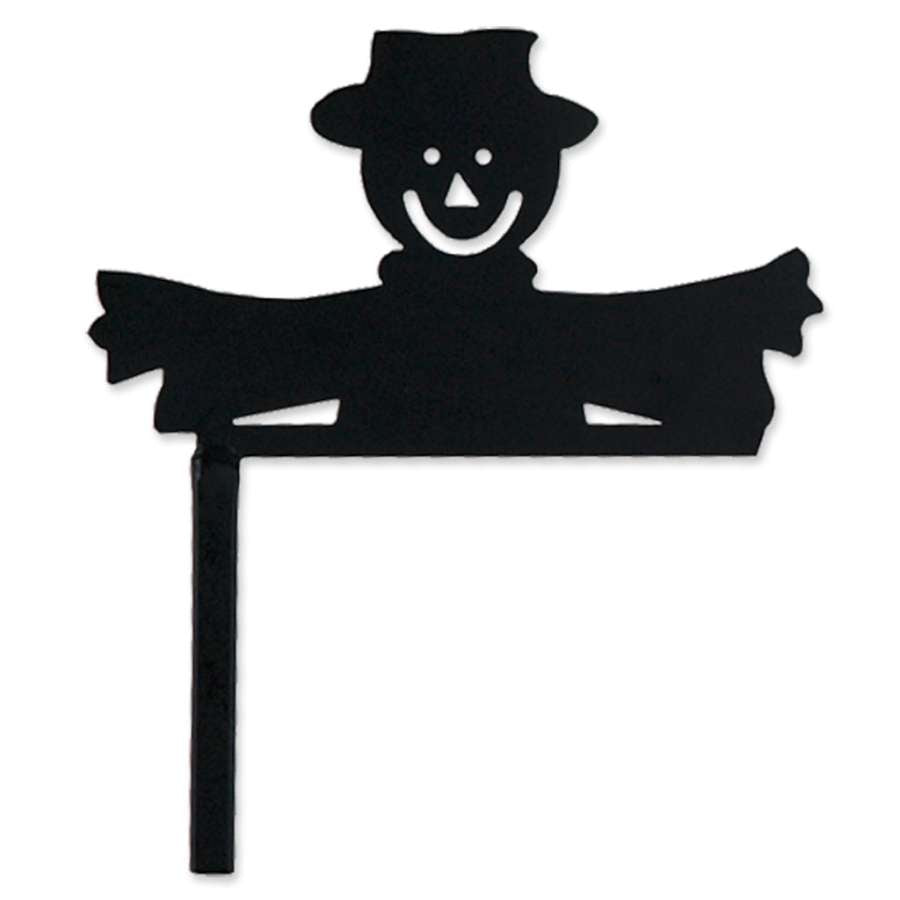 Scarecrow flag finial designed to enhance your garden flag display, showcasing colorful details atop a flag pole outdoors.