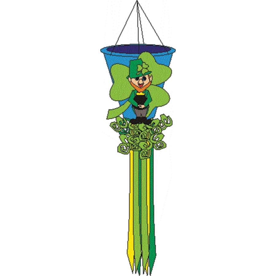 Seasonal Basket - Leprechaun with vibrant leprechaun design, perfect for St. Patrick's Day decor, filled with festive treats in a garden setting.
