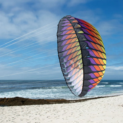 Red and orange 6.5-foot spinning bol inflates in wind to create bold swirling motion, ideal for beaches, festivals, or wind art displays.