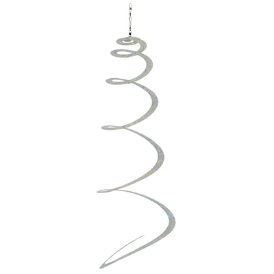 Silver Sparkle Lil' Sprite twirling elegantly in the breeze, crafted from durable Mylar for stunning indoor and outdoor decoration.