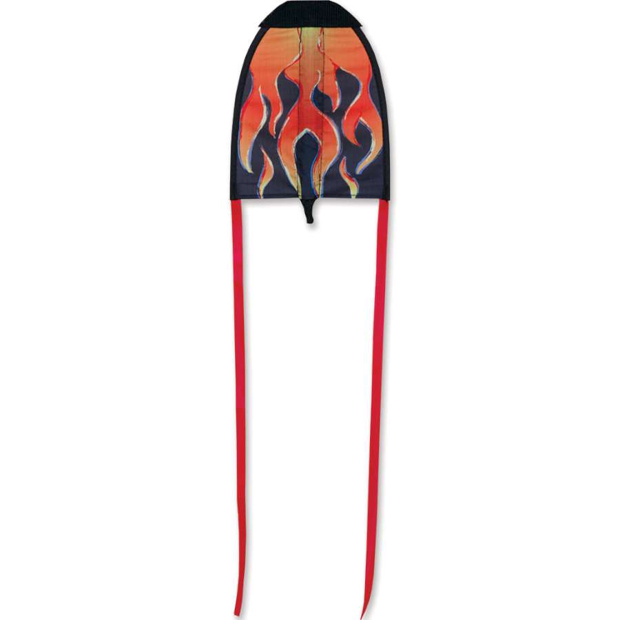 Sling Glider - Flames kite soaring in the sky with vibrant flame design, suitable for light wind conditions, ideal for family fun.