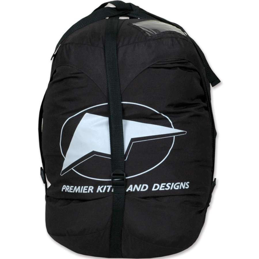 Small Compression Bag designed for kites with zipper closure and Velcro webbing, shown holding kites organized and ready for outdoor use.