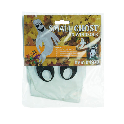 Small Ghost Windsock featuring a grinning ghost design swaying gently in the wind, perfect for autumn and Halloween decor.