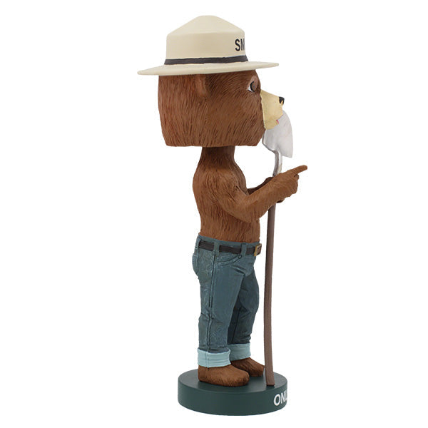 Smokey Bear Bobblehead, 7 inches tall with a friendly expression and ranger hat, showcasing an iconic American symbol for forest fire prevention.