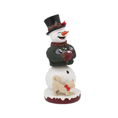 Snowman Bobblehips 8-inch bobblehead with cheerful snowman and animal friends, ideal for winter and holiday decoration.