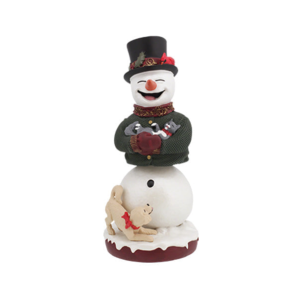 Snowman Bobblehips 8-inch bobblehead with cheerful snowman and animal friends, ideal for winter and holiday decoration.