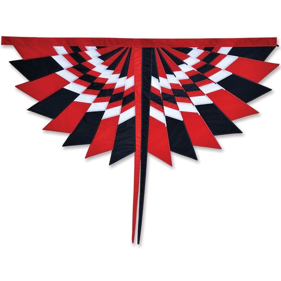 SoundWinds Fandance Banner - Tecmo, 60x45 inches, fluttering in the wind with vibrant designs in an outdoor setting.