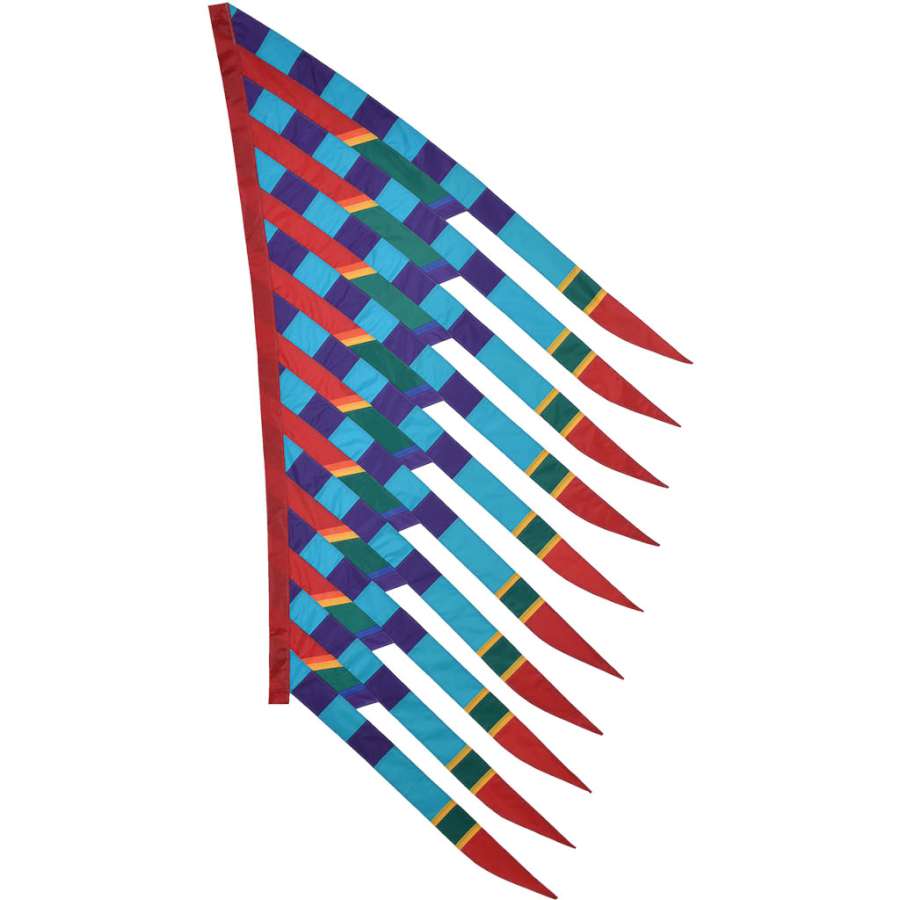SoundWinds Feathersail Banner in purple and blue, measuring 90x40 inches, flying gracefully on a pole in an outdoor setting.