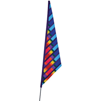 SoundWinds Garden Sail Recumbent Bike Flag in blue, measuring 11x50.25 inches, displayed on a recumbent bike outdoors.
