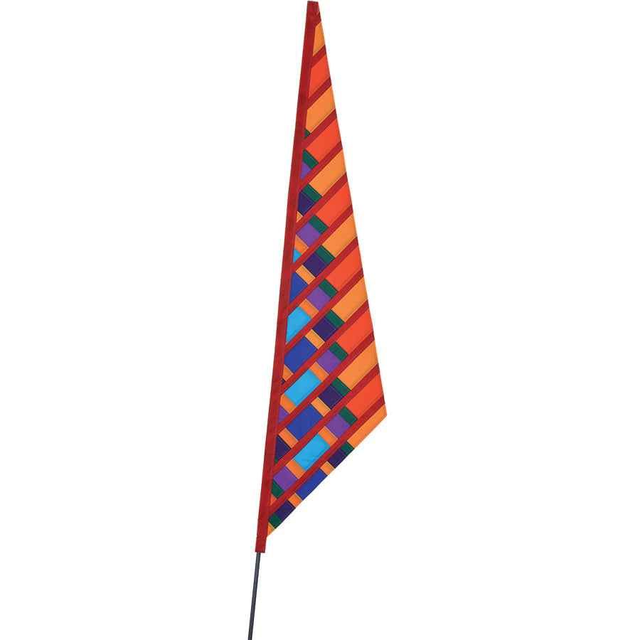 SoundWinds Garden Sail Recumbent Bike Flag in bright orange attached to a bike, measuring 11x50.25 inches, ensuring high visibility on the road.
