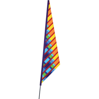 SoundWinds Garden Sail Recumbent Bike Flag in bright yellow attached to a bike pole, measuring 11x50.25 inches, ideal for enhancing cyclist visibility.