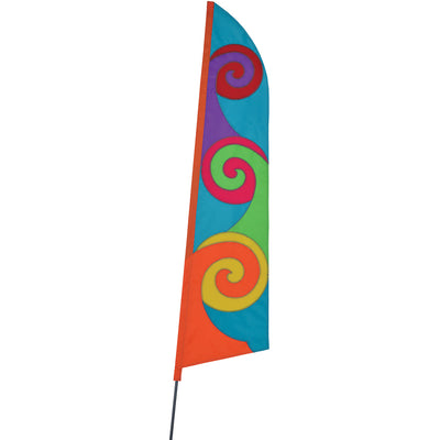 SoundWinds Pop Recumbent Bike Flag in Aqua attached to a bike, fluttering in the wind, showcasing its vibrant color and durable design.