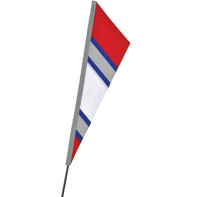 SoundWinds Reflective Fanion Recumbent Bike Flag in red, measuring 9x33.5 inches, displayed on a bike, enhancing visibility and safety on the road.